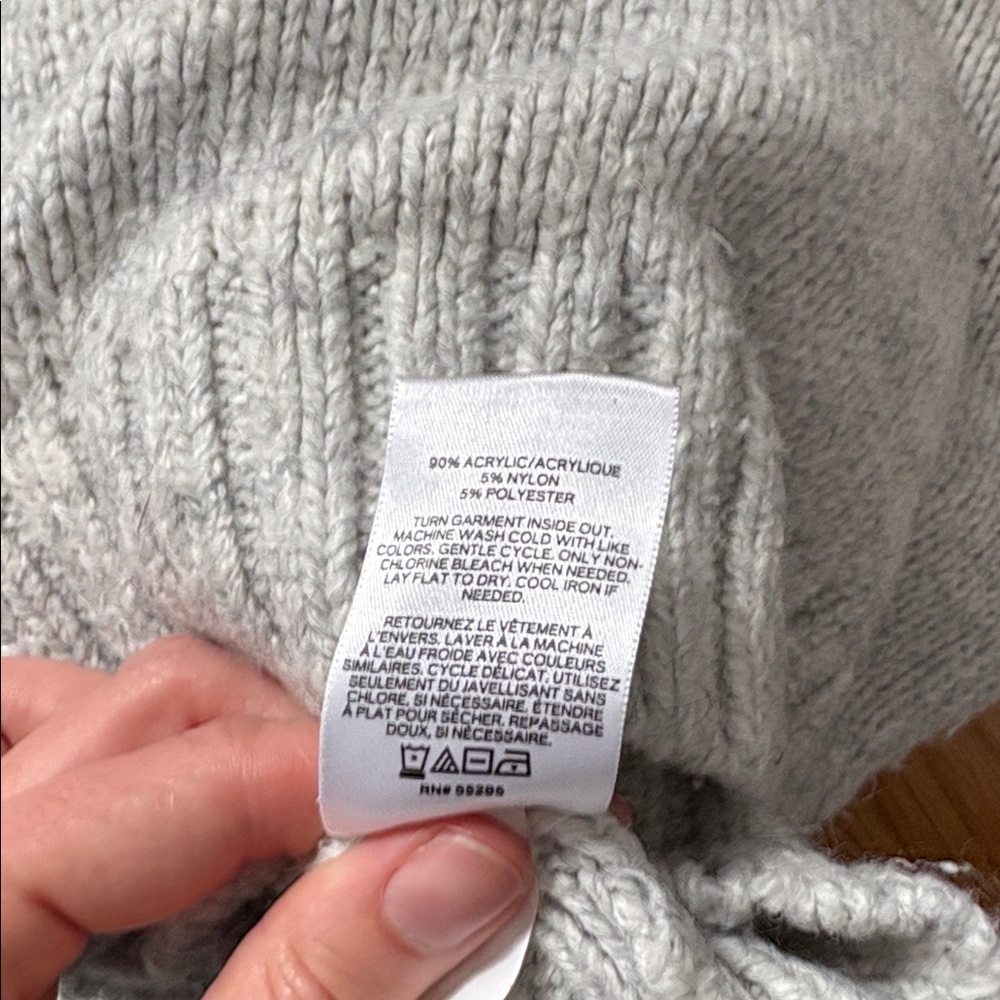 Express Light Gray Cable Knit Sweater w/ puff sleeve - Picture 7 of 7